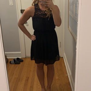 Black crochet top lace dress